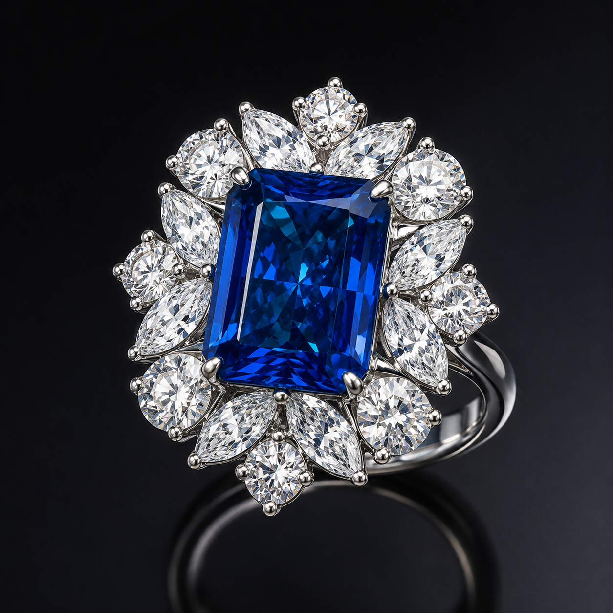 CAD render of the sapphire cluster ring