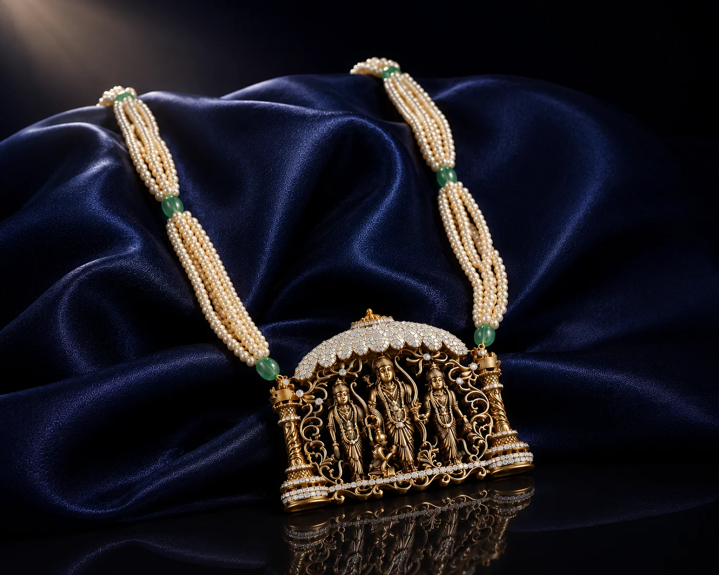 Temple pendant with pearls