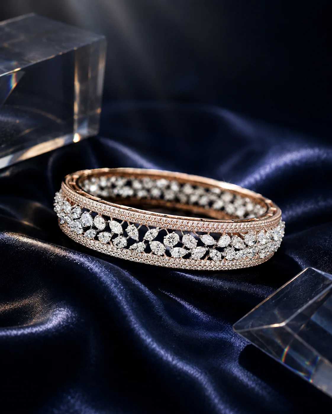 Rose gold diamond bangle