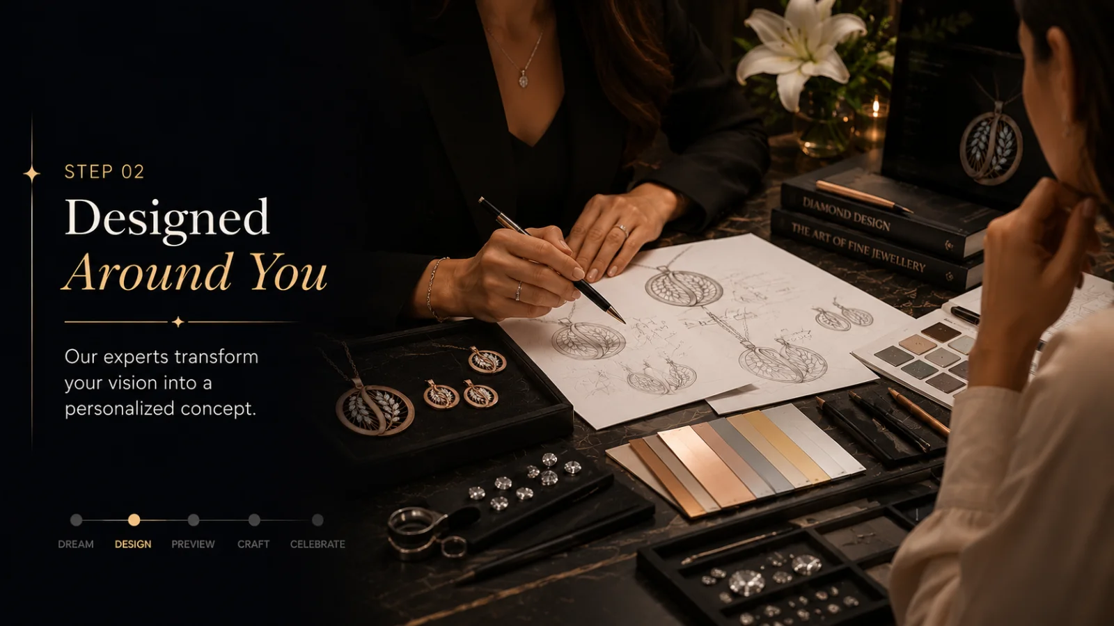 Designed around you — designer sketching the concept